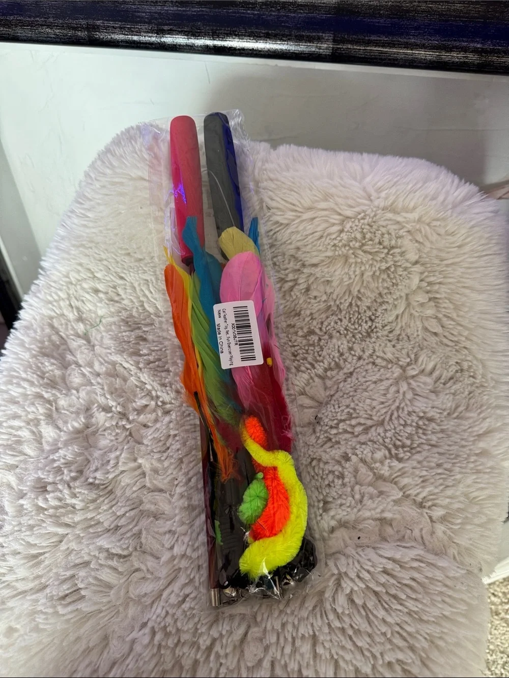 Amazon Bright Rainbow Cat Wand Toy Set with Pink and Green Accents